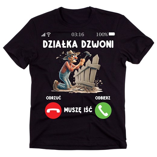 Koszulka dla działkowca - DZIAŁKA DZWONI MUSZĘ IŚĆ - koszulka dla dziadka na działkę ze sklepu Time For Fashion w kategorii T-shirty męskie - zdjęcie 179466607