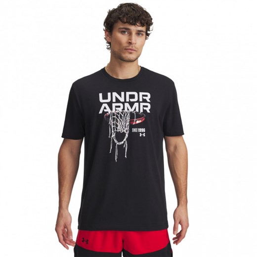 Męski t-shirt z nadrukiem Under Armour UA Hoops Net - czarny ze sklepu Sportstylestory.com w kategorii T-shirty męskie - zdjęcie 179466666