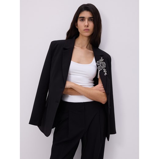 Reserved - Garniturowe spodnie z wełną - czarny Reserved M Reserved