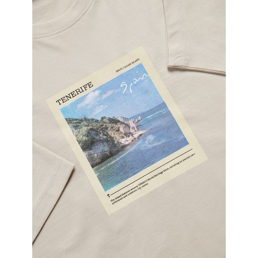 Reserved t-shirt męski beżowy z krótkim rękawem 