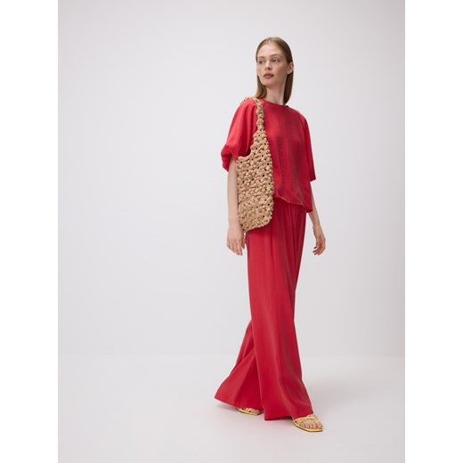 Reserved - Luźne spodnie z modalem - czerwony Reserved S Reserved