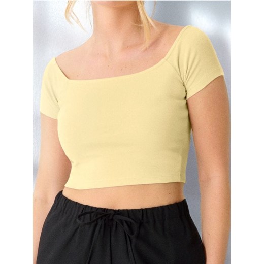 Sinsay - Crop top z krótkim rękawem - żółty ze sklepu Sinsay w kategorii Bluzki damskie - zdjęcie 179469738