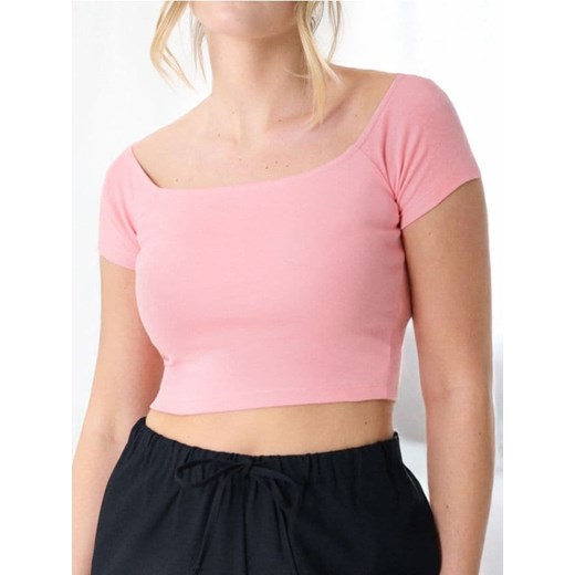 Sinsay - Crop top z krótkim rękawem - pomarańczowy ze sklepu Sinsay w kategorii Bluzki damskie - zdjęcie 179469739