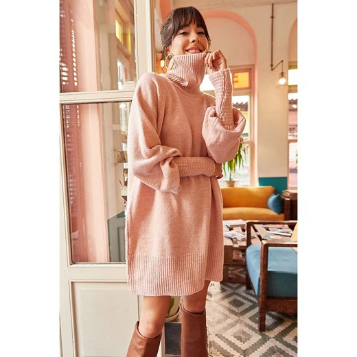 Olalook Sukienka dzianinowa w kolorze jasnoróżowym ze sklepu Limango Polska w kategorii Sukienki - zdjęcie 179471498