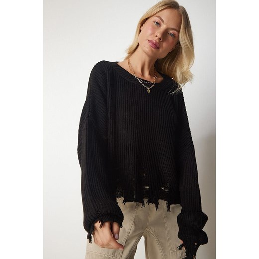 Happiness Istanbul Sweter w kolorze czarnym Happiness Istanbul onesize okazyjna cena Limango Polska