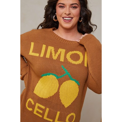 Curvy Lady Sweter w kolorze jasnobrązowym Curvy Lady 44/46 Limango Polska promocja