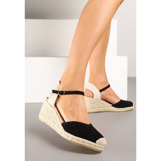 Renee espadryle damskie z klamrą eleganckie na koturnie 