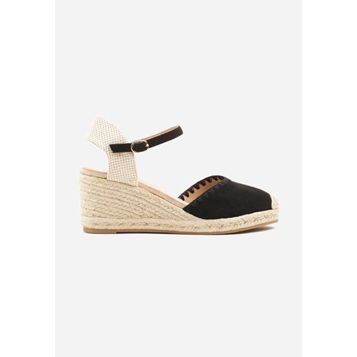 Espadryle damskie Renee czarne eleganckie na koturnie 
