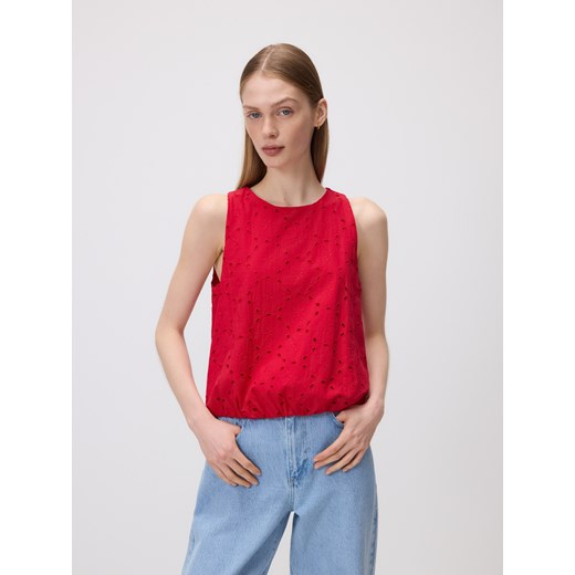 Reserved - Ażurowa bluzka - czerwony Reserved XL Reserved