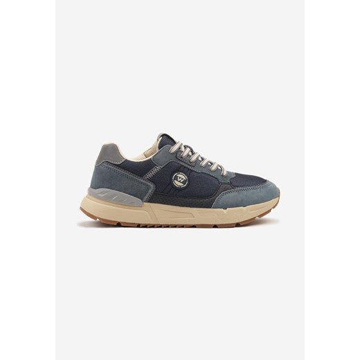 Granatowe Skórzane Buty Sportowe Sneakersy z Naszywkami Tellirisse ze sklepu born2be.pl w kategorii Buty sportowe męskie - zdjęcie 179473247