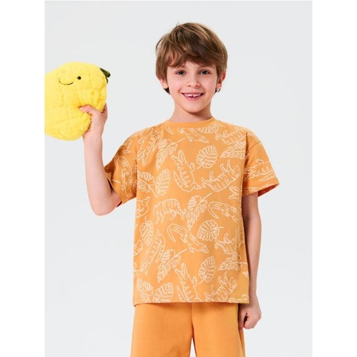 Sinsay - Koszulka we wzór roślinny - pomarańczowy ze sklepu Sinsay w kategorii T-shirty chłopięce - zdjęcie 179476975