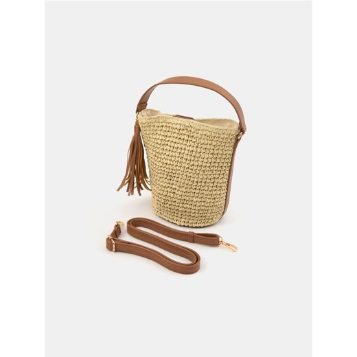 Sinsay - Pleciona torebka bucket - kremowy ze sklepu Sinsay w kategorii Torby letnie - zdjęcie 179477009