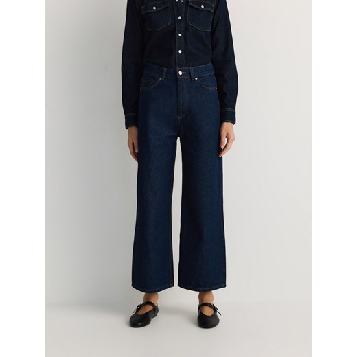 Reserved - Jeansy culotte z wysokim stanem - granatowy Reserved 36 wyprzedaż Reserved