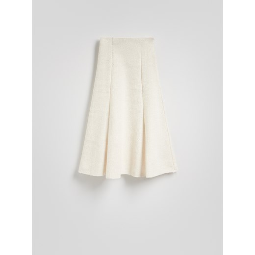 Reserved - Tweedowa spódnica z zakładkami - złamana biel ze sklepu Reserved w kategorii Spódnice - zdjęcie 179477587
