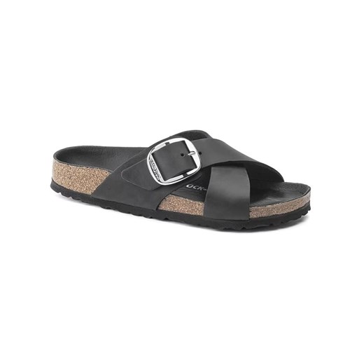 Birkenstock Skórzane klapki &quot;Siena Big Buckle&quot; w kolorze czarnym ze sklepu Limango Polska w kategorii Klapki damskie - zdjęcie 179479937