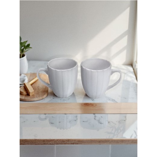 Sinsay - Kubek ze strukturalnymi ściankami 2 pack - biały ze sklepu Sinsay w kategorii Kubki - zdjęcie 179484389