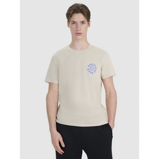 Męski t-shirt z nadrukiem 4F 4FWSS25TTSHM1980 - beżowy ze sklepu Sportstylestory.com w kategorii T-shirty męskie - zdjęcie 179485399