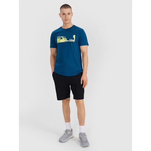 Męski t-shirt z nadrukiem 4F 4FWSS25TTSHM2030 - turkusowy ze sklepu Sportstylestory.com w kategorii T-shirty męskie - zdjęcie 179485429