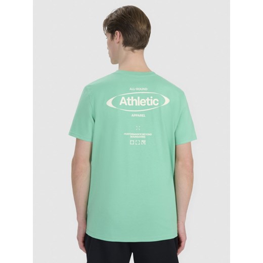 Męski t-shirt z nadrukiem 4F 4FRSS25TTSHM2687 - zielony ze sklepu Sportstylestory.com w kategorii T-shirty męskie - zdjęcie 179485728