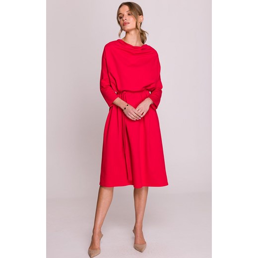 Sukienka oversize z modalu czerwona S403, Kolor czerwony, Rozmiar 2XL/3XL, Stylove ze sklepu Primodo w kategorii Sukienki - zdjęcie 179487575