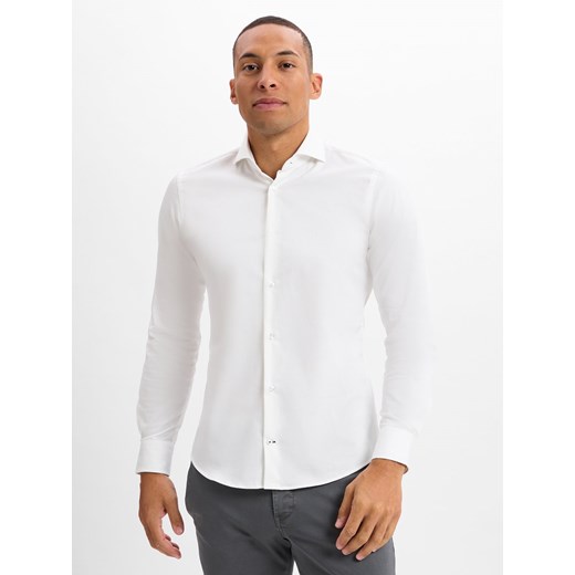 JOOP! Męska koszula biznesowa - Pares Mężczyźni Slim Fit Bawełna biały jednolity ze sklepu vangraaf w kategorii Koszule męskie - zdjęcie 179489749