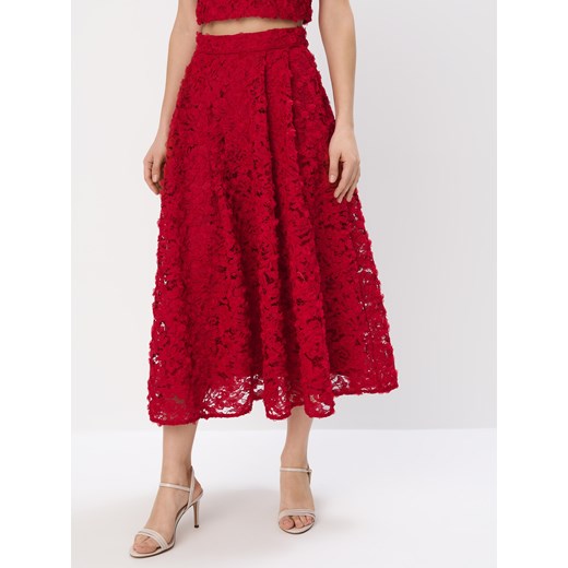 Mohito - Koronkowa spódnica midi - czerwony Mohito S Mohito
