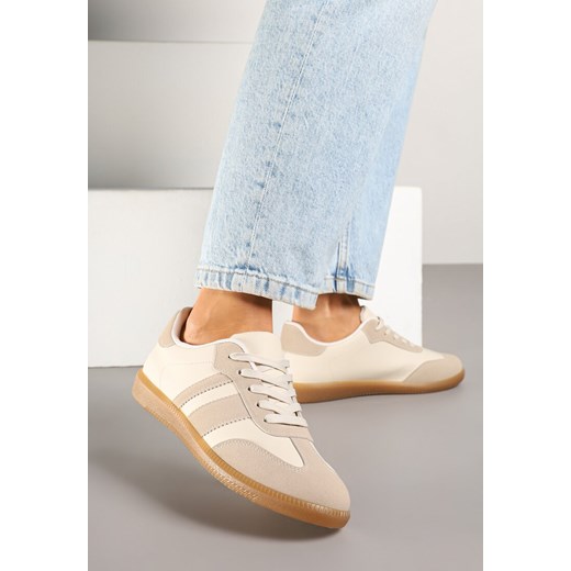 Ciemnobeżowe Sneakersy w Stylu Tenisówek z Paskami Danareth ze sklepu renee.pl w kategorii Buty sportowe damskie - zdjęcie 179490077