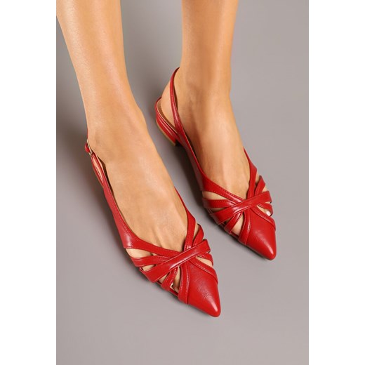 Bordowo-Czerwone Sandały Typu Slingback Ozdobione Wycięciami Tenosea Renee 41 promocja renee.pl