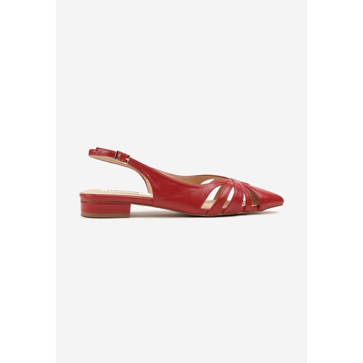 Bordowo-Czerwone Sandały Typu Slingback Ozdobione Wycięciami Tenosea Renee 37 okazja renee.pl