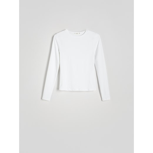 Reserved - Gładki longsleeve - biały Reserved XS Reserved wyprzedaż
