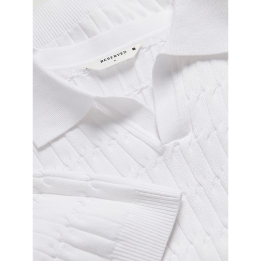 Reserved - Strukturalny sweter polo - biały Reserved XL Reserved