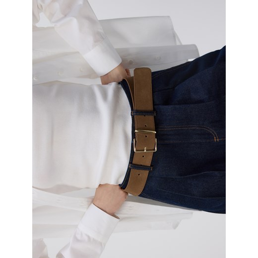 Reserved - Zamszowy pasek z klamrą - brązowy Reserved S Reserved