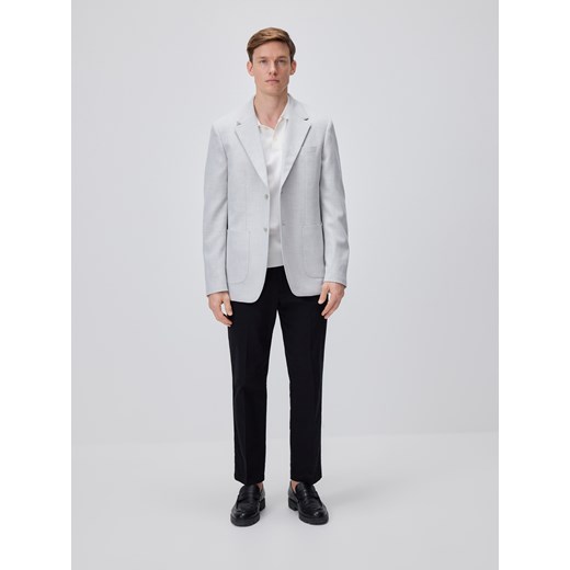 Reserved - Marynarka slim fit z wiskozą - jasnoszary Reserved M Reserved