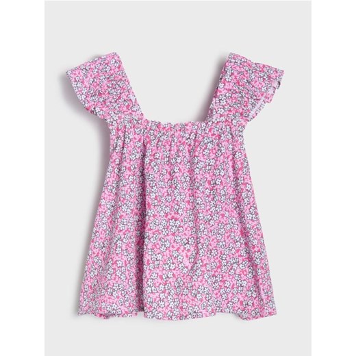 Sinsay - Bluzka lekko marszczona przy dekolcie z ozdobnymi falbanami - wielobarwny - id: 967EM-MLC - marki Sinsay - 179493077 Sinsay - Bluzka lekko marszczona przy dekolcie z ozdobnymi falbanami - wielobarwny ze sklepu Sinsay w kategorii Sukienki niemowlęce - zdjęcie 179493077