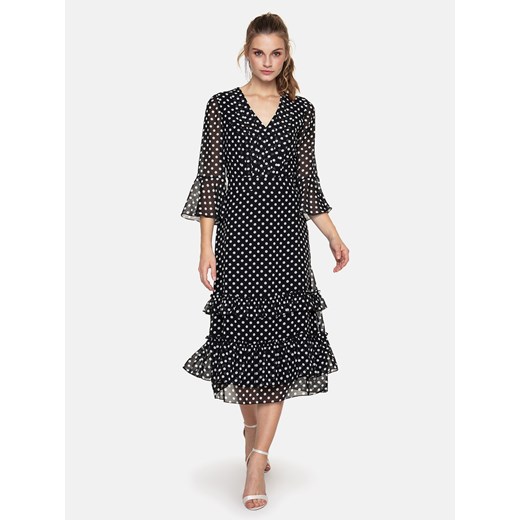 Elegancka sukienka midi w groszki L'AF Aventa ze sklepu Eye For Fashion w kategorii Sukienki - zdjęcie 179493435