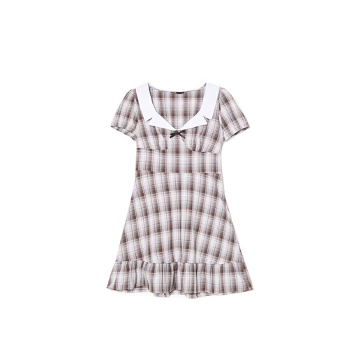 Cropp - Sukienka mini w kratę z kołnierzykiem - inny ze sklepu Cropp w kategorii Sukienki - zdjęcie 179493488