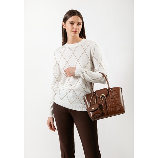 Sweter w romby w kolorze ecru ze sklepu Molton w kategorii Swetry damskie - zdjęcie 179494307