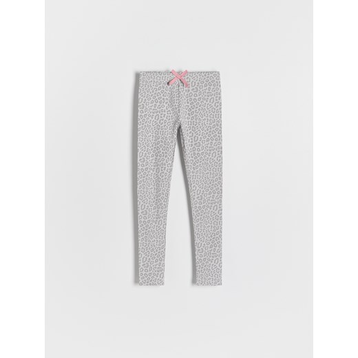 Reserved - Wzorzyste legginsy z kokardką - jasnoszary ze sklepu Reserved w kategorii Spodnie dziewczęce - zdjęcie 179494546