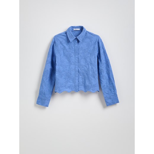 Reserved - Bawełniana koszula z haftem - jasnoniebieski Reserved M Reserved
