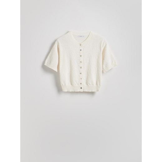 Reserved - Sweter z krótkim rękawem - kremowy Reserved L Reserved