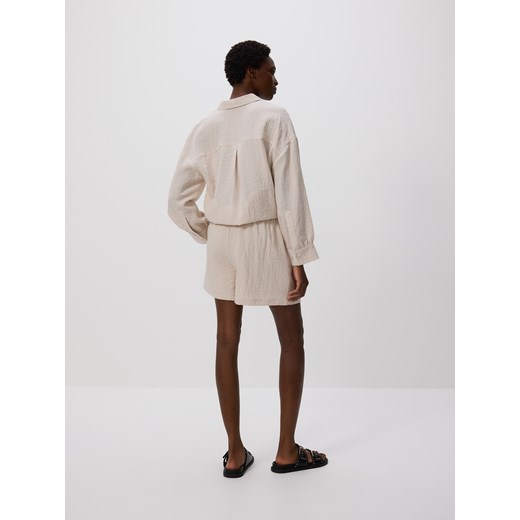 Reserved - Szorty z wiskozą - beżowy Reserved XXL Reserved