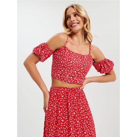 Sinsay - Crop top na ramiączkach - czerwony ze sklepu Sinsay w kategorii Bluzki damskie - zdjęcie 179500589