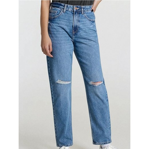 Sinsay - Jeansy mom high waist - granatowy ze sklepu Sinsay w kategorii Jeansy damskie - zdjęcie 179500615