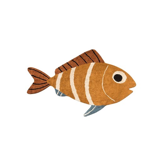 Folkifreckles Bawełniany dywan &quot;Fish&quot; w kolorze pomarańczowo-kremowym - 190 x 127 cm ze sklepu Limango Polska w kategorii Tekstylia dziecięce - zdjęcie 179501675