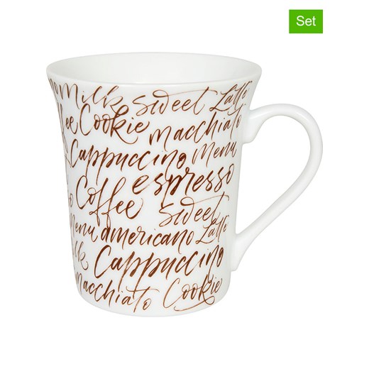 Könitz Kubki jumbo (2 szt.) &quot;Coffee Type&quot; w kolorze biało-brązowym - 410 ml ze sklepu Limango Polska w kategorii Kubki - zdjęcie 179502145