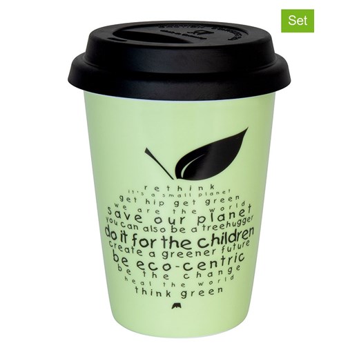 Könitz Kubki To-Go (2 szt.) &quot;Eco - Rethink&quot; w kolorze zielono-czarnym - 380 ml ze sklepu Limango Polska w kategorii Kubki - zdjęcie 179502155