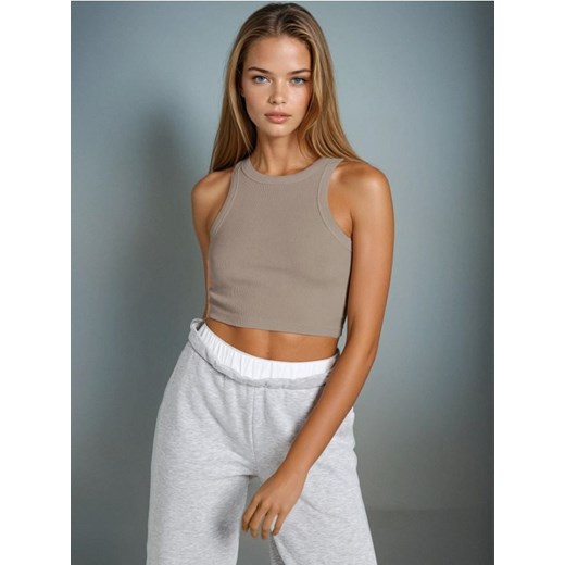 Sinsay - Crop top - beżowy ze sklepu Sinsay w kategorii Bluzki damskie - zdjęcie 179502969