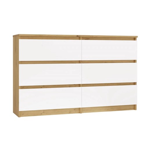 Nowoczesna podwójna komoda dąb artisan + biały - Berta 120 cm ze sklepu Edinos.pl w kategorii Komody - zdjęcie 179503038