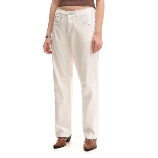Cropp - Kremowe spodnie straight fit - kremowy ze sklepu Cropp w kategorii Spodnie damskie - zdjęcie 179505109