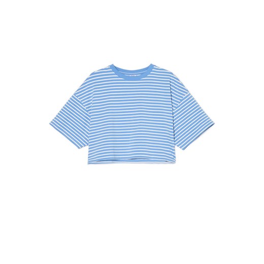 Cropp - Niebiesko-biała koszulka w paski - biały Cropp L Cropp